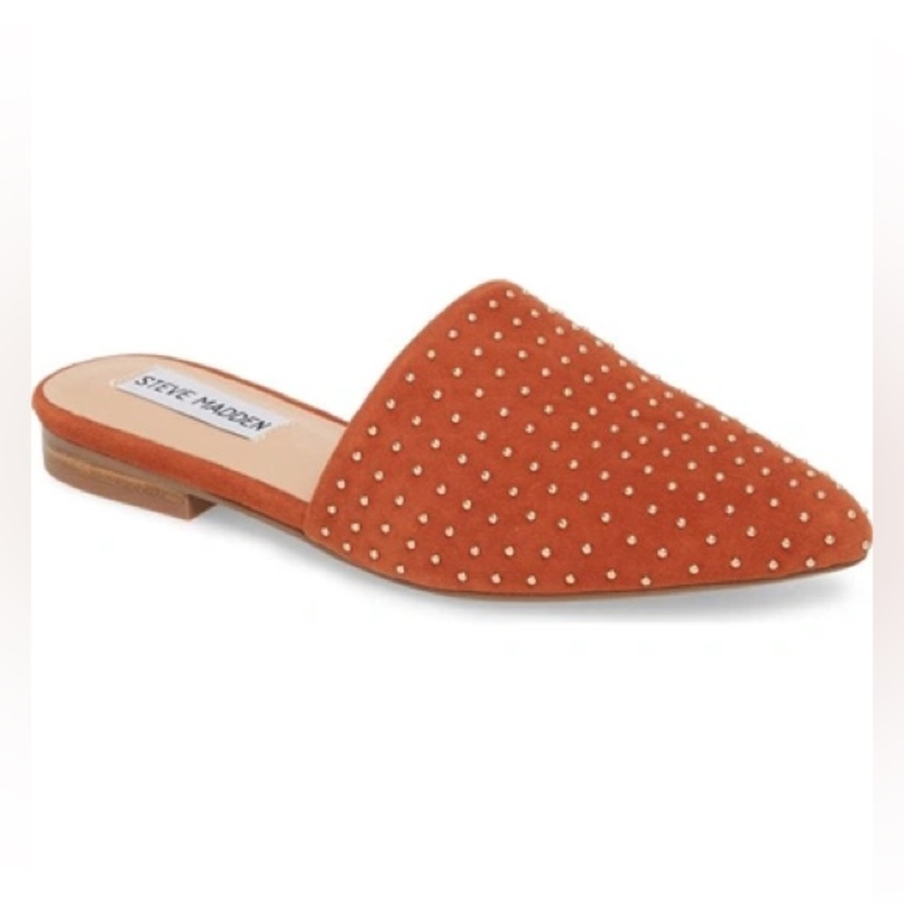 Steve Madden Trace studded suede mules size 7 rust new slides